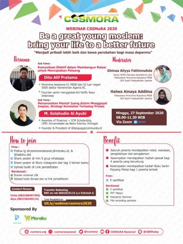 Webinar CSSMoRA "Be a great young moslem : Bring your life to a better future"